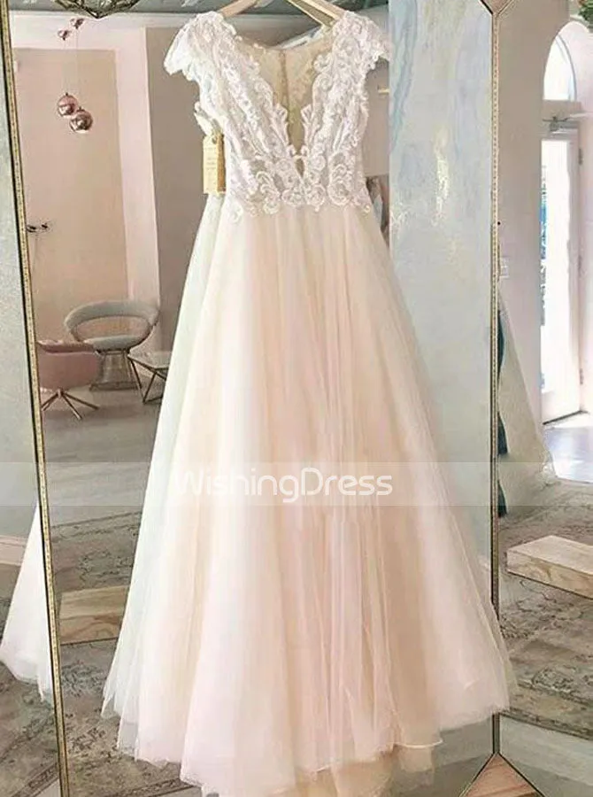 A-line Wedding Dress with Illusion Back,Sexy Bridal Dress,WD00498