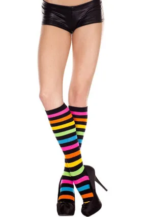 Acrylic Rainbow Stripe Knee High Socks (Women's)