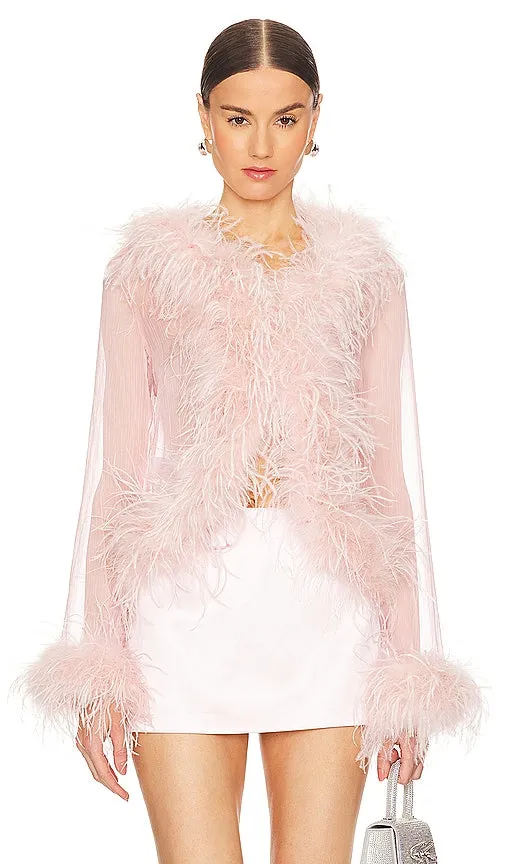 Bubish Gigi Feather Blouse in Blush