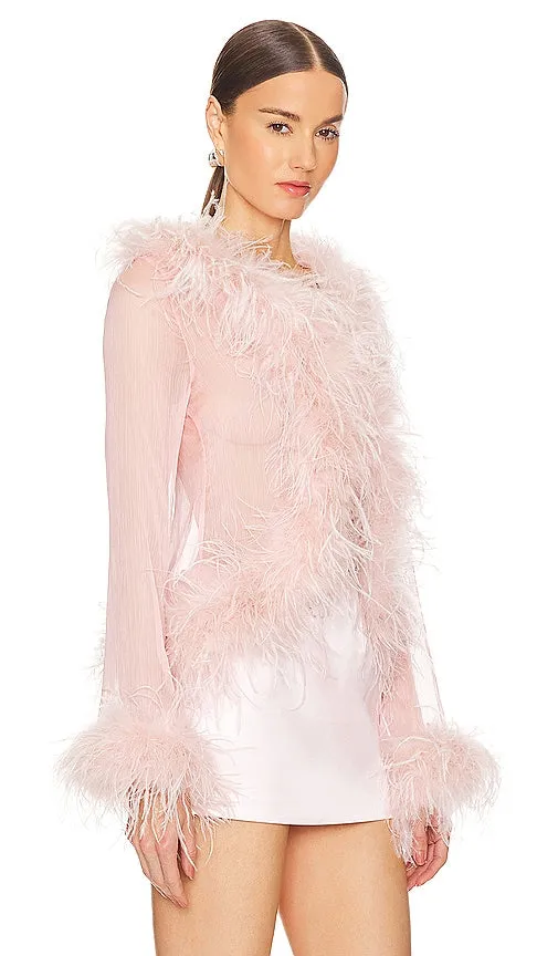 Bubish Gigi Feather Blouse in Blush