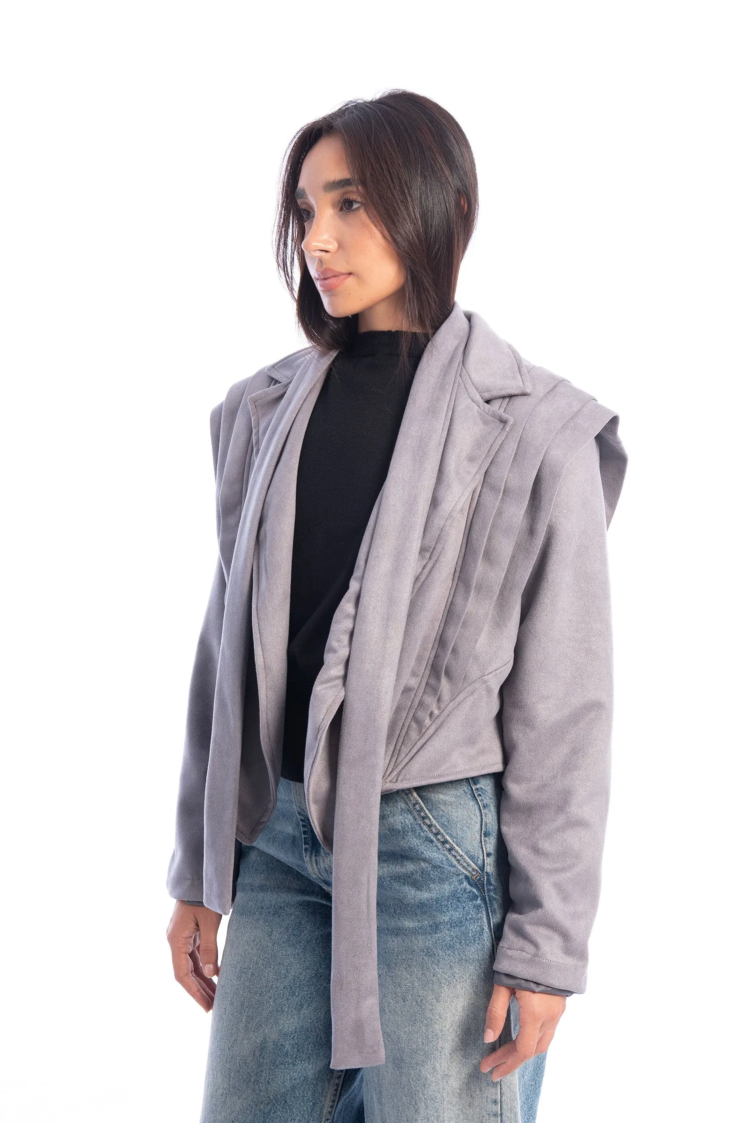 Diva Suede Belted Jacket - Leocansa