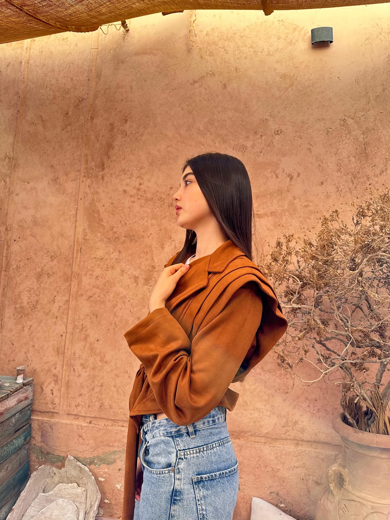 Diva Suede Belted Jacket - Leocansa