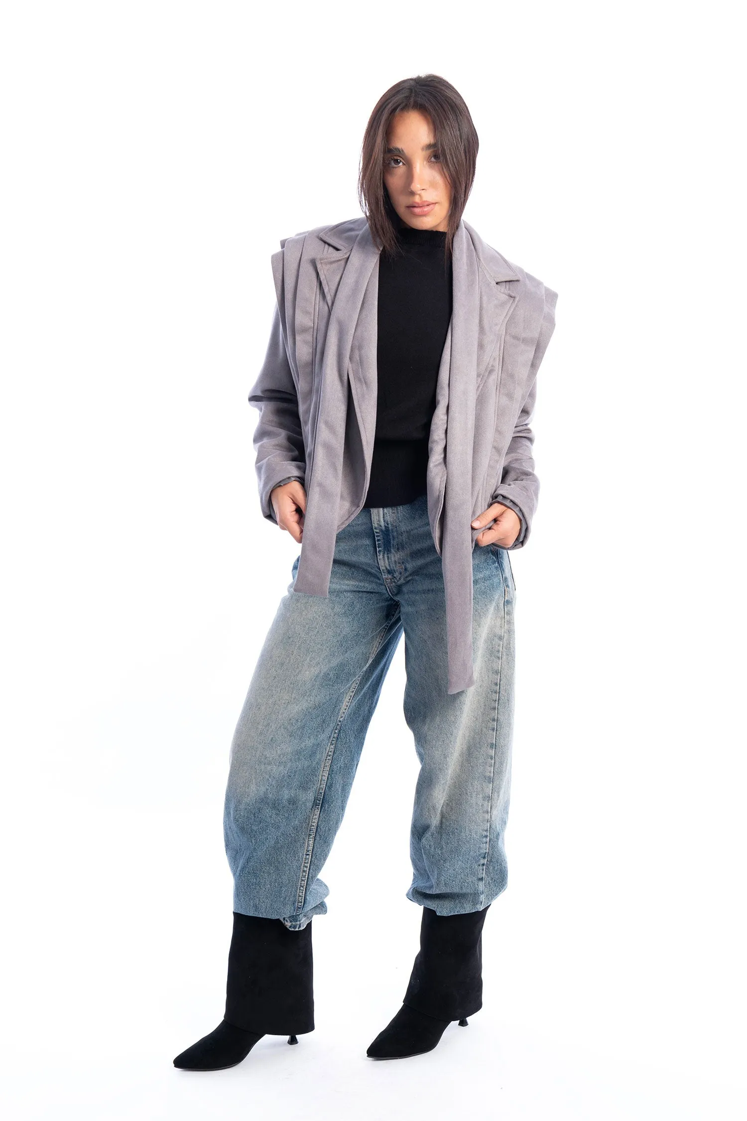 Diva Suede Belted Jacket - Leocansa