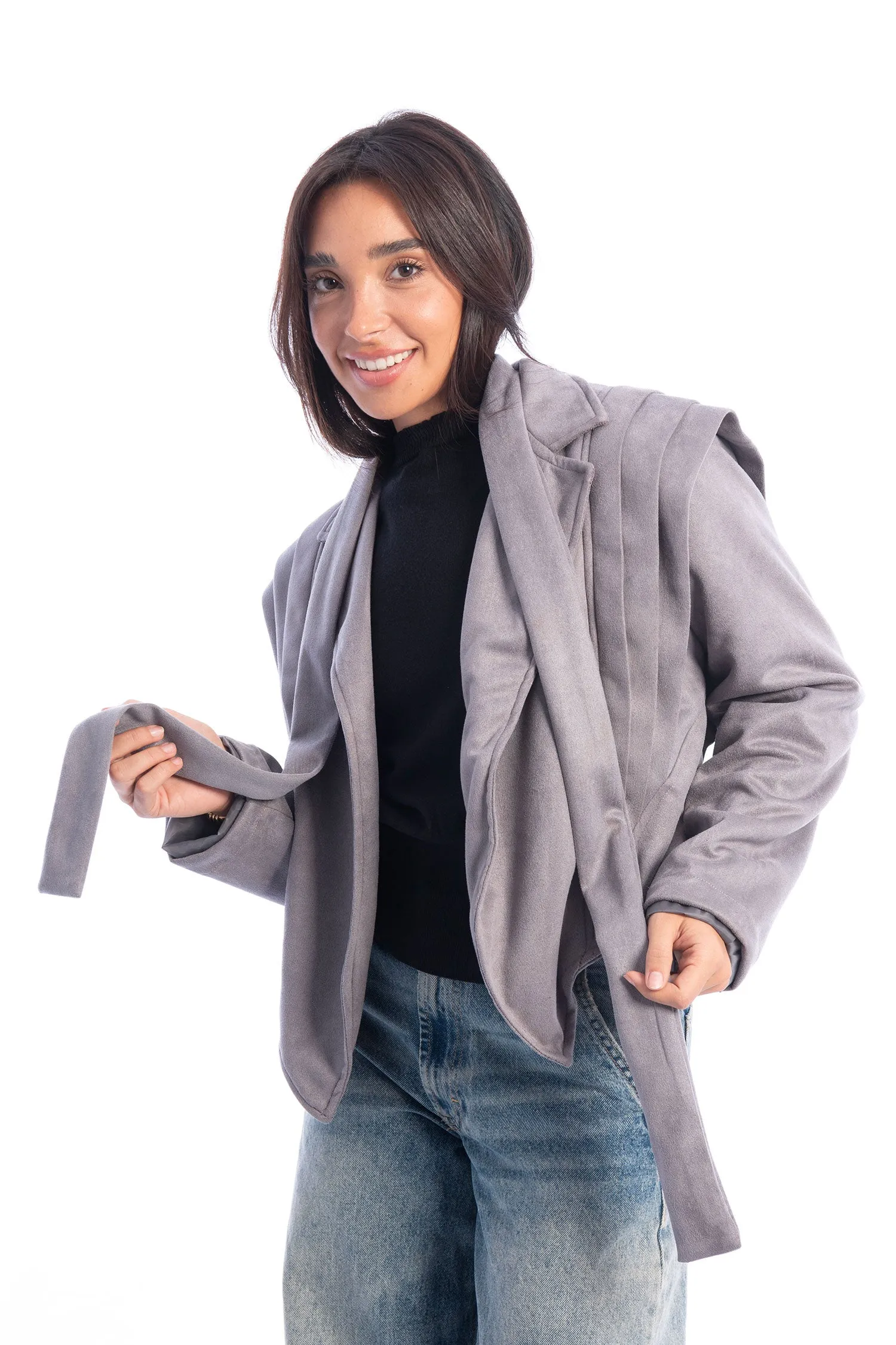 Diva Suede Belted Jacket - Leocansa