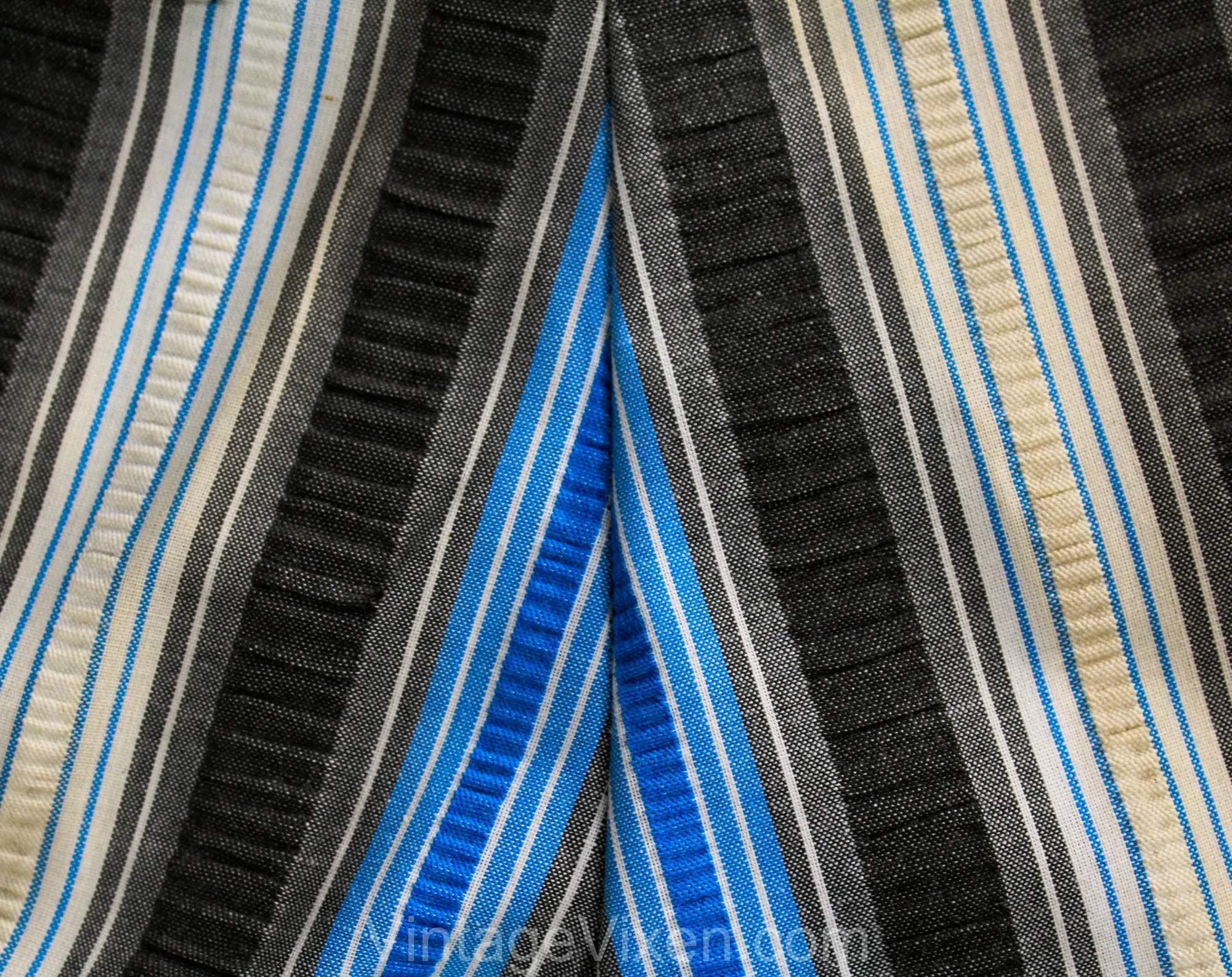 Girl's Size 12 Bellbottom Pants - Terrific 1960s 70s Blue Striped Juniors Bell Bottom Hip Huggers - Teen Trousers - Low Rise Hippie NOS