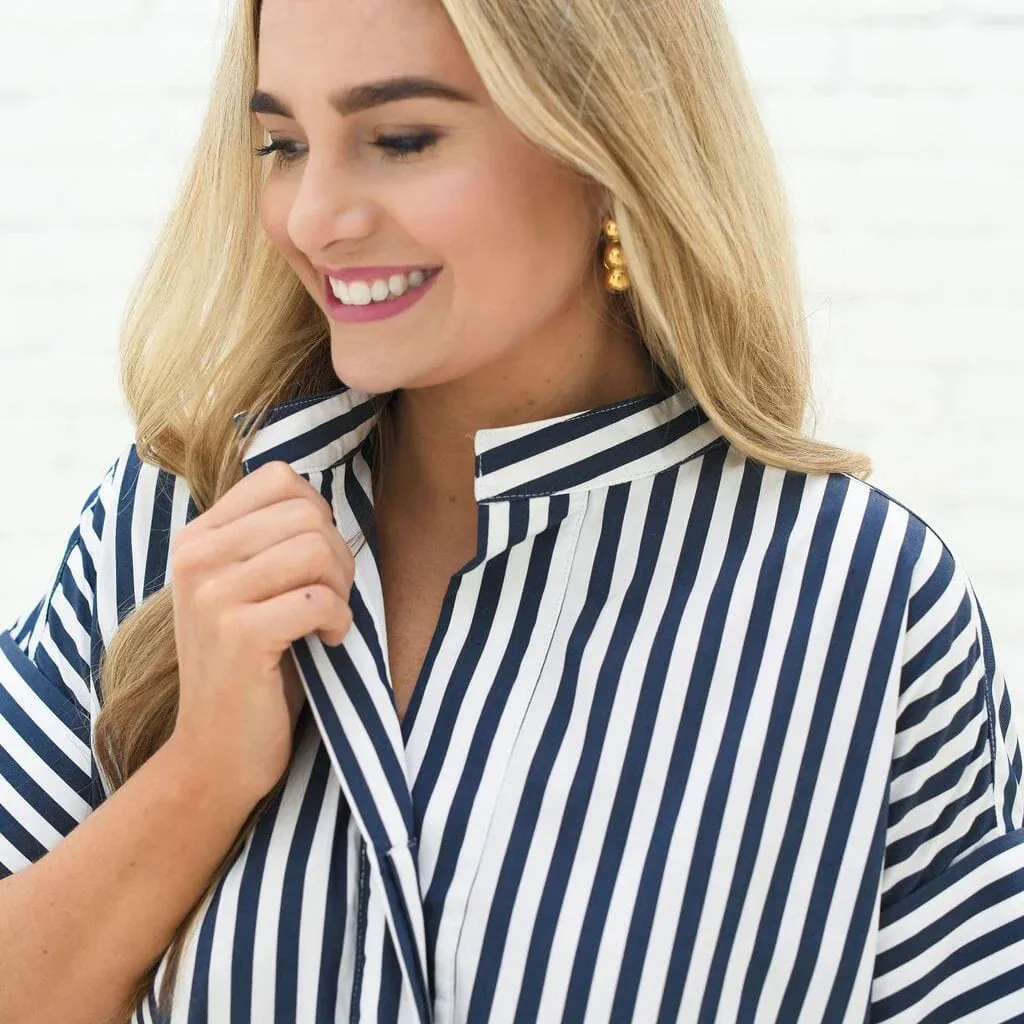 Margot Navy Stripe Dress - ONE SIZE