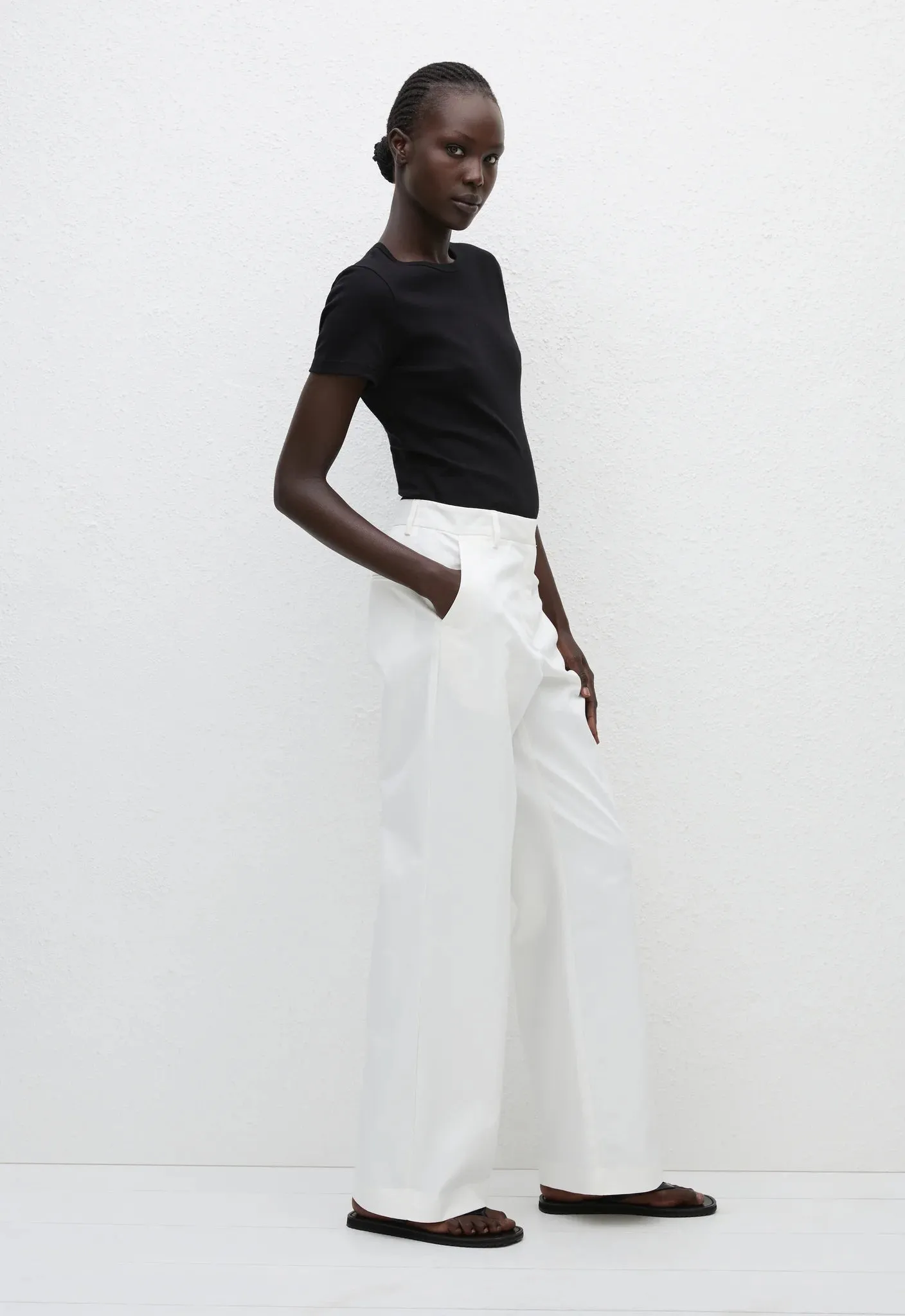Matteau Straight Twill Trouser in Chalk