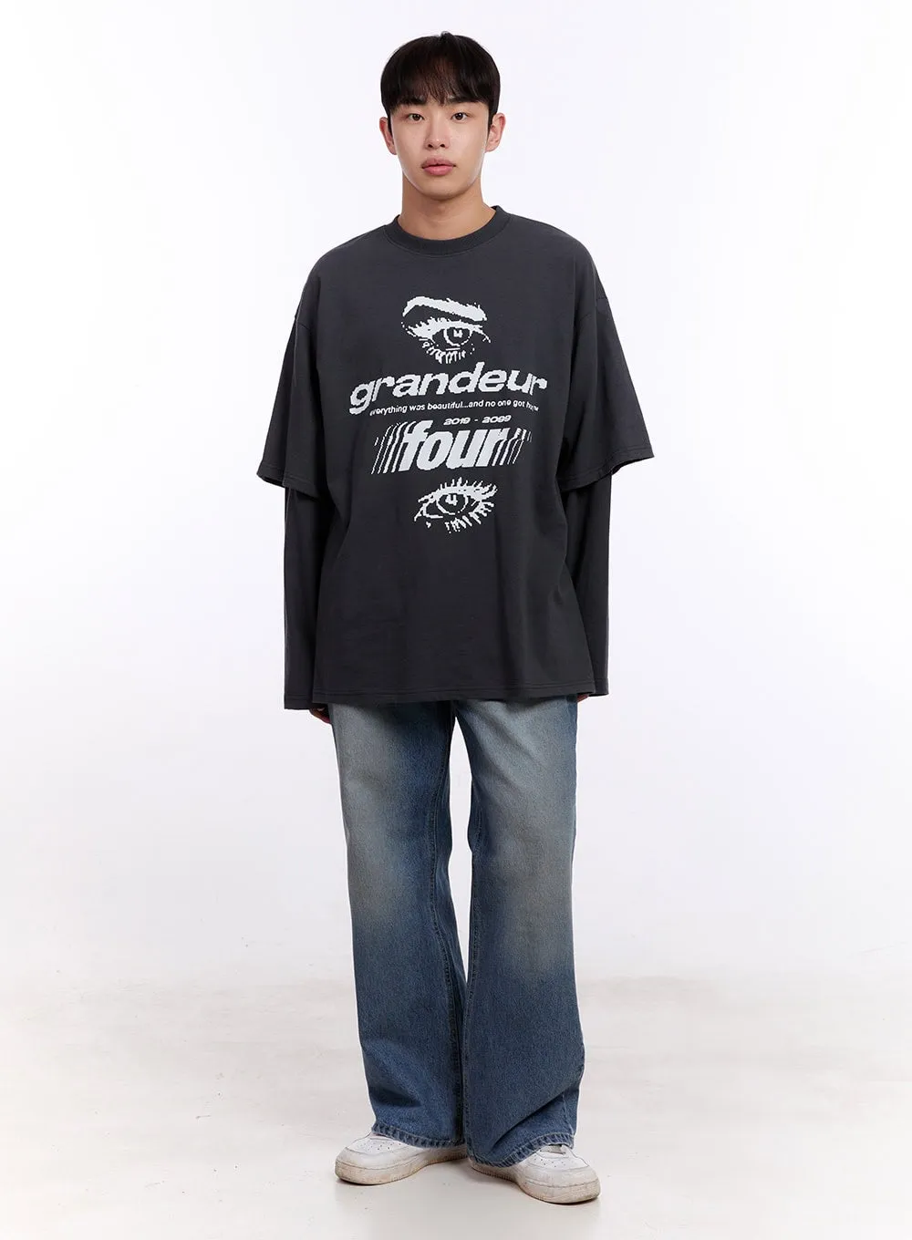 Men's Washed Semi-Flared Jeans IM512