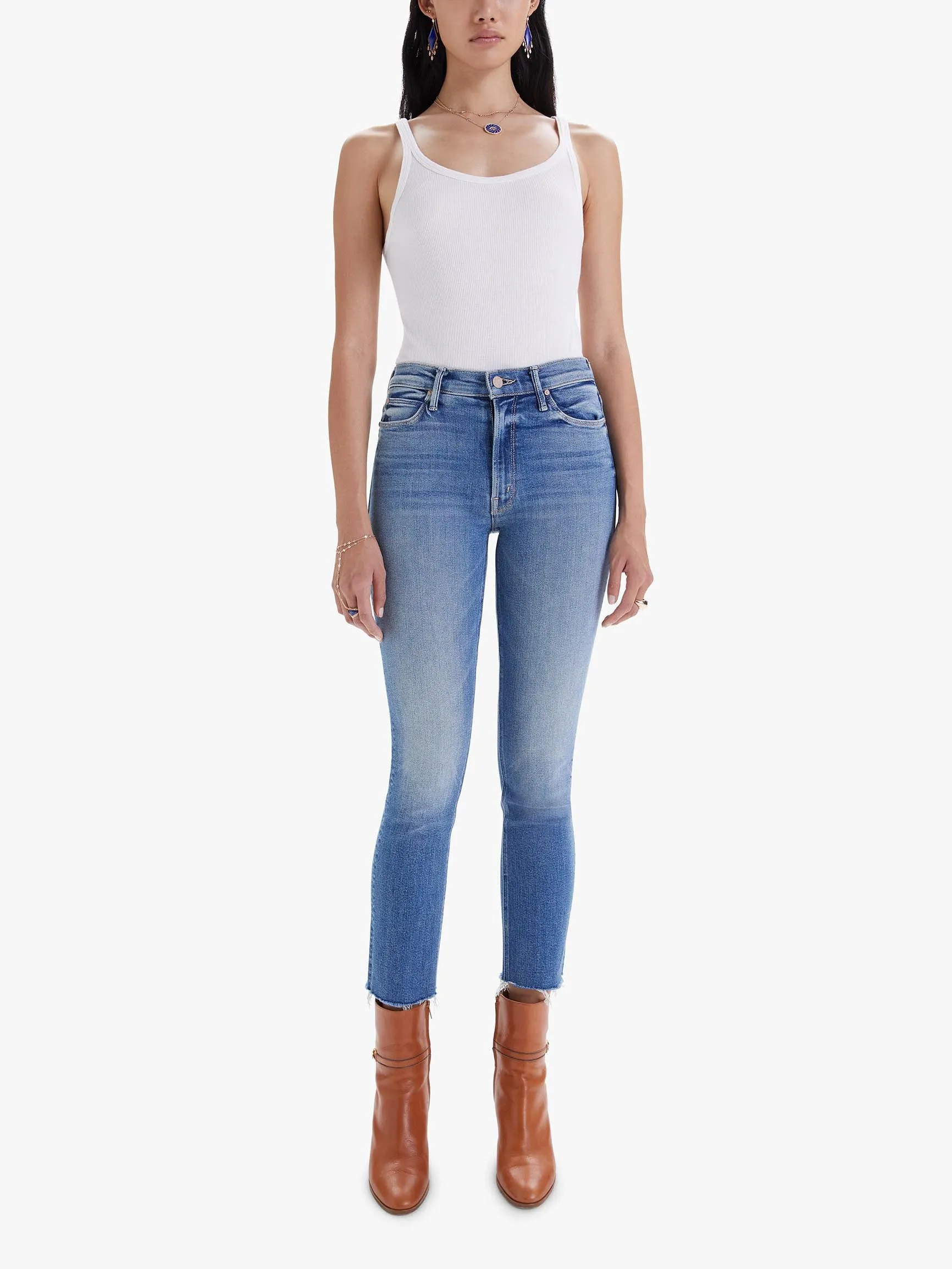 Mid Rise Dazzler Ankle Fray Jean - Riding the Cliffside