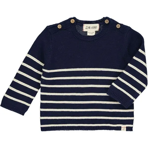 Navy Striped Knit Sweater
