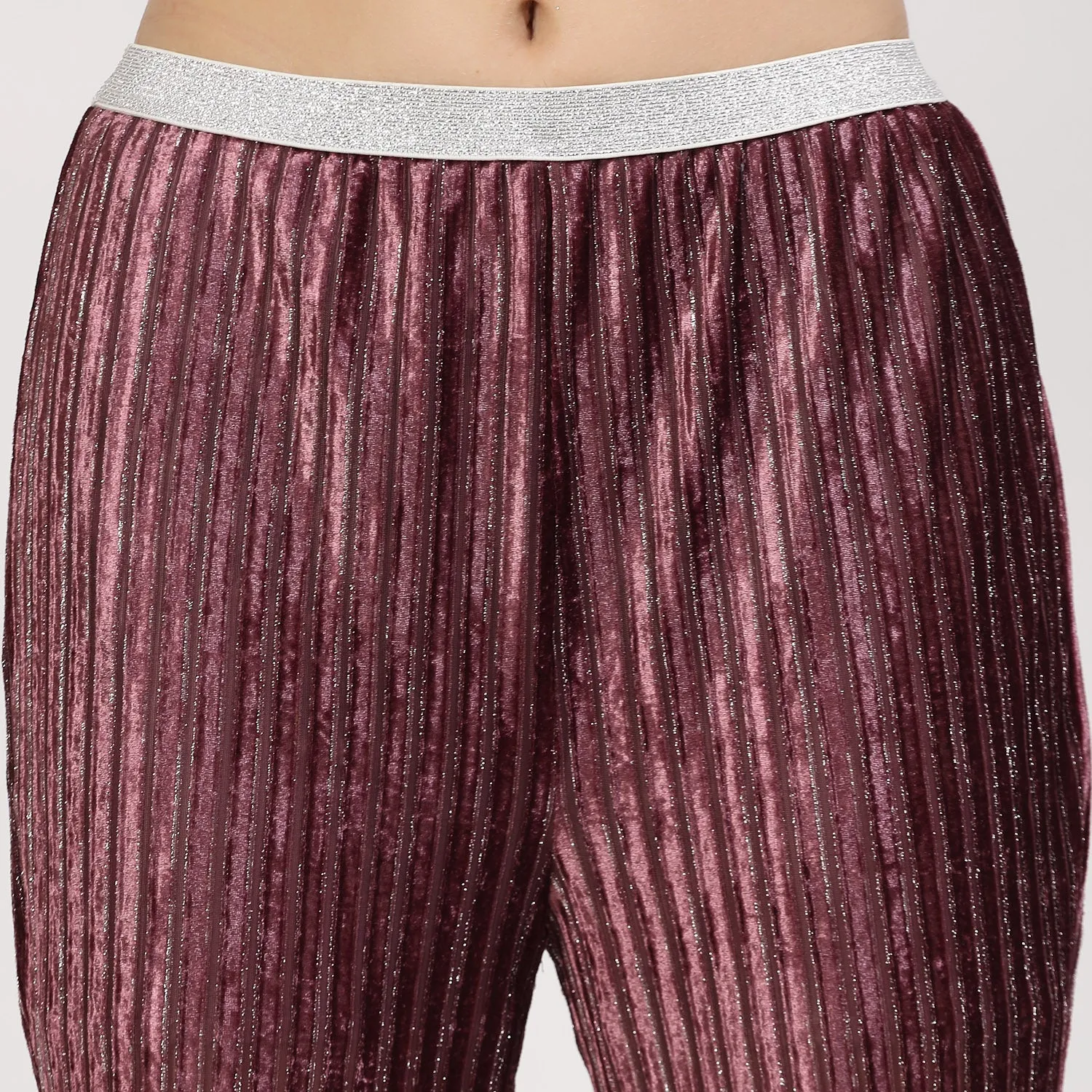 Purple Velvet Bell Bottom Plazzo