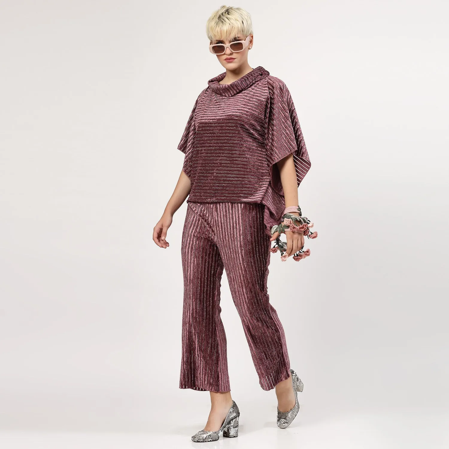 Purple Velvet Bell Bottom Plazzo