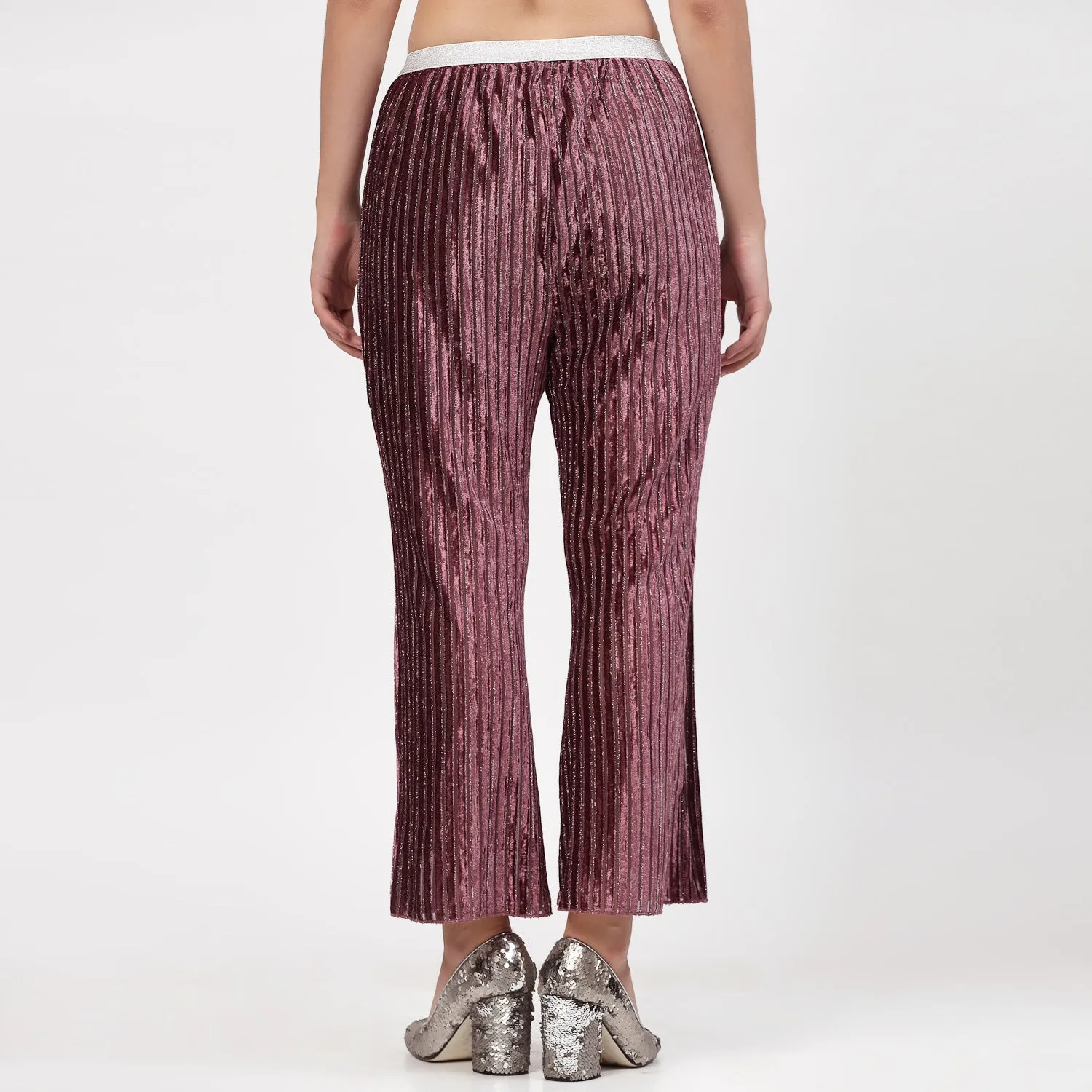 Purple Velvet Bell Bottom Plazzo