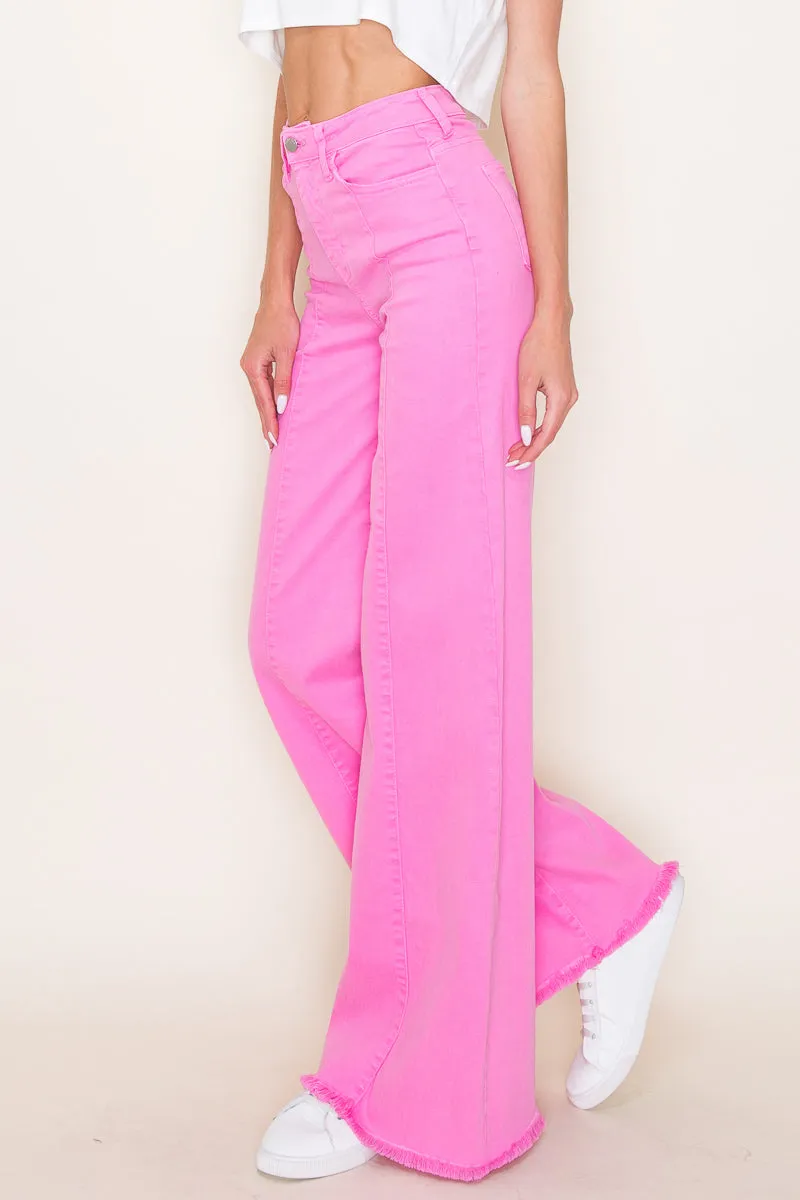 PW505 Front seam detailing high waist wide Leg