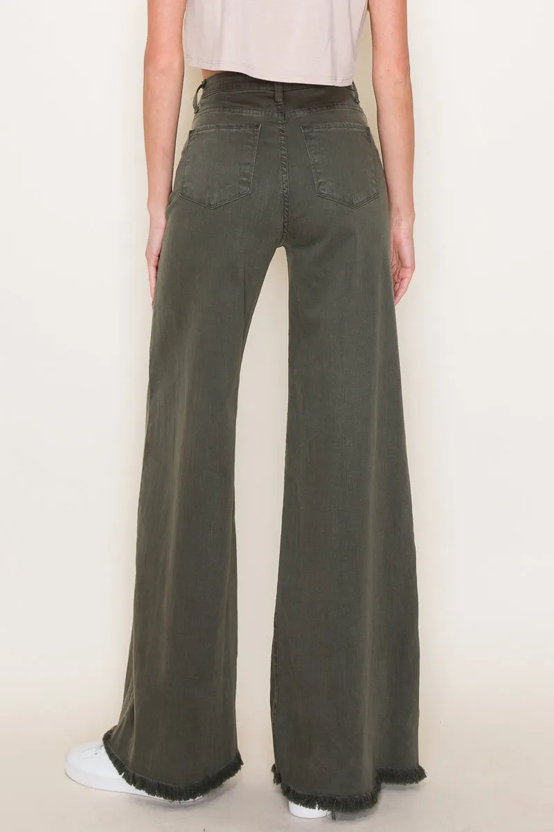 PW505 Front seam detailing high waist wide Leg