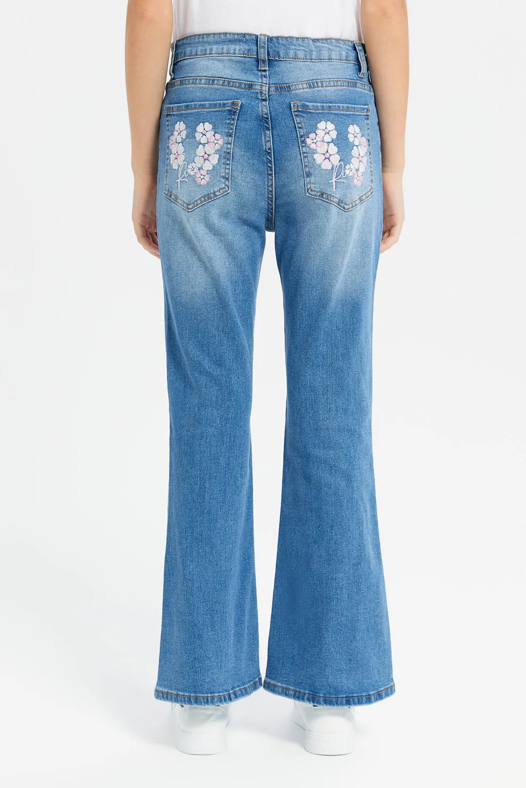 Senior Girls Blue Flared Jeans