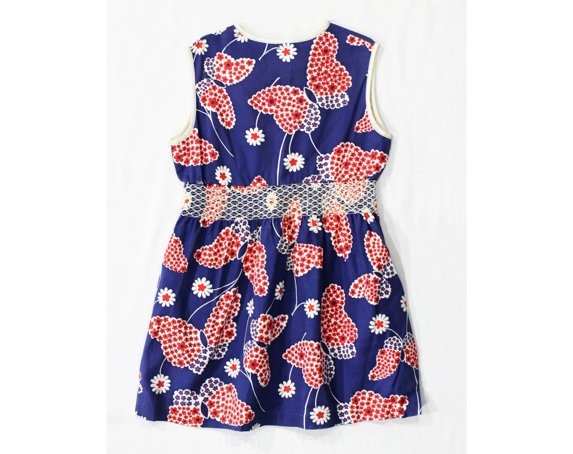 Size 10 Girl's 1960s Hippie Outfit - Novelty Print Butterflies & Daisies Cotton - 60s 70s Boho Two Piece Play Set - Girls Child - Chest 28.5