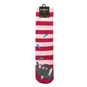 Striped Elephant Non Skid Socks (Women's)