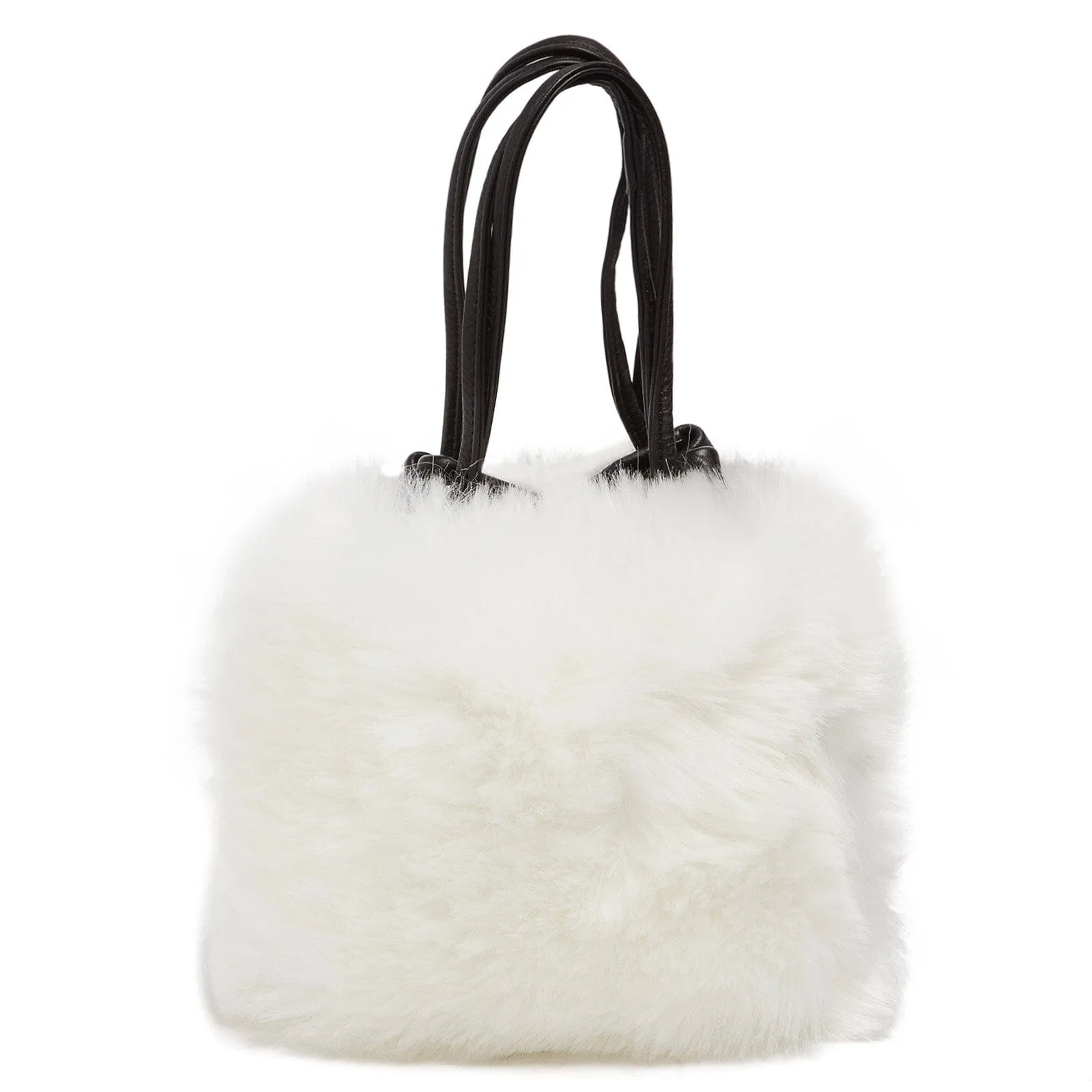 Tosca Blu White Small Faux Fur Bucket Bag