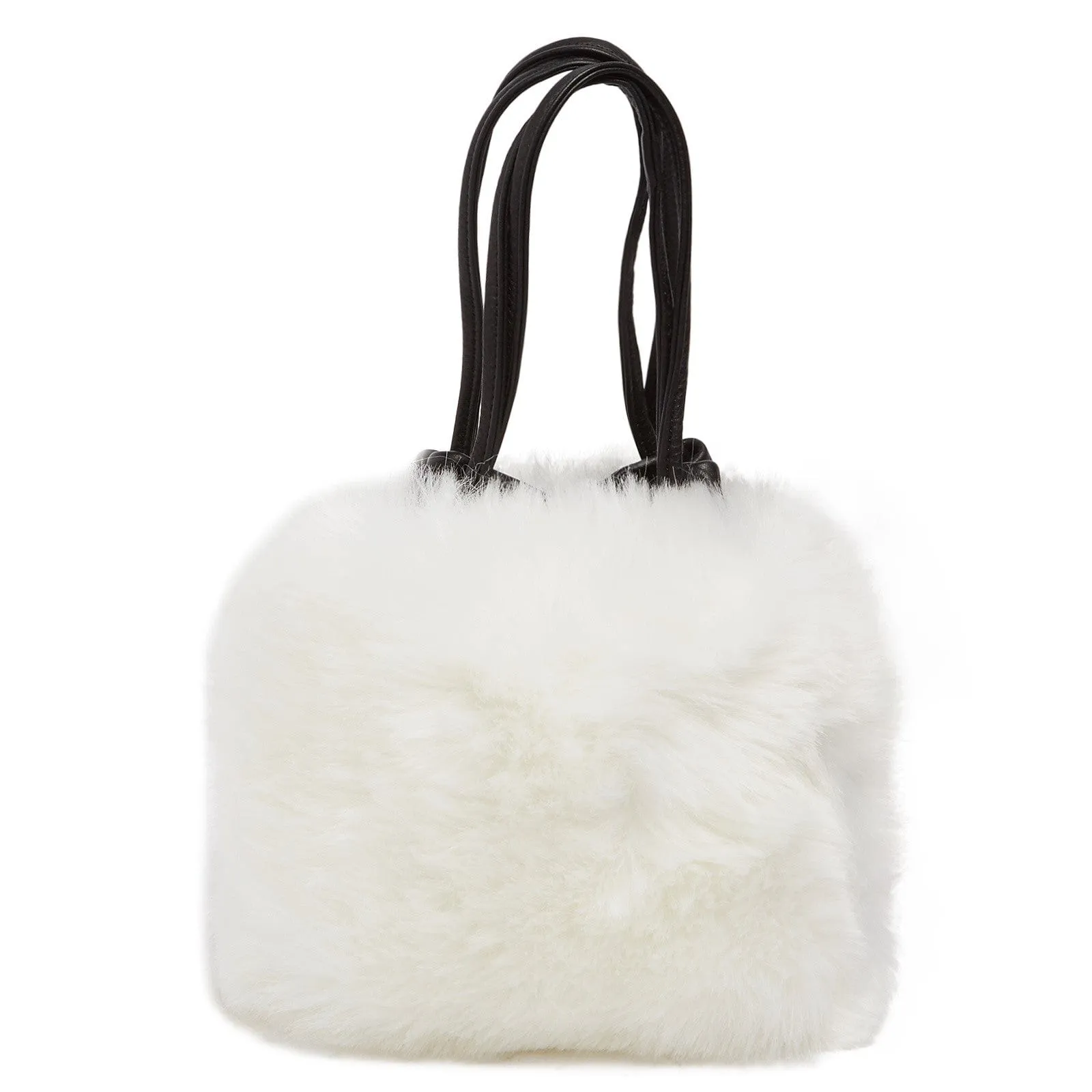 Tosca Blu White Small Faux Fur Bucket Bag