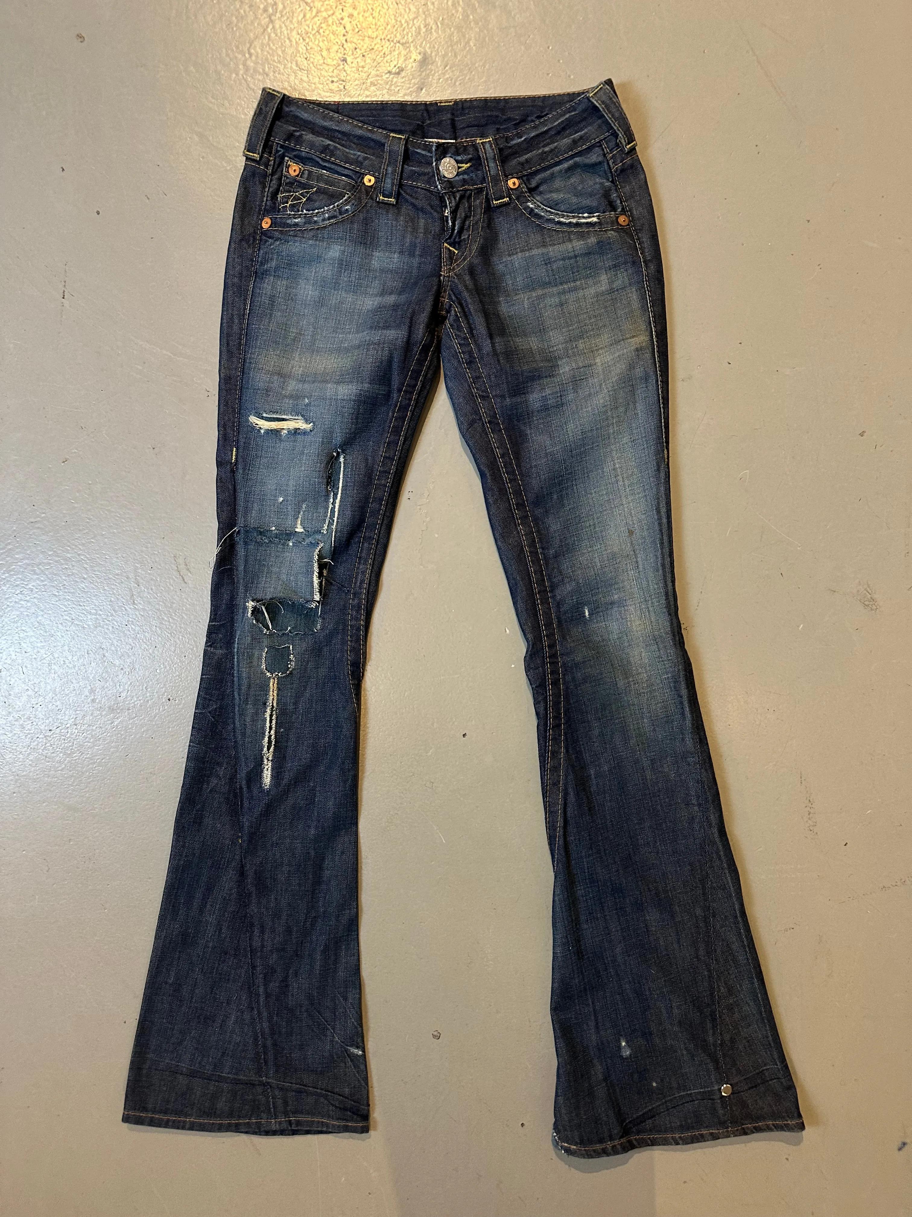 Vintage Ripped Flared True Religion Denim XS
