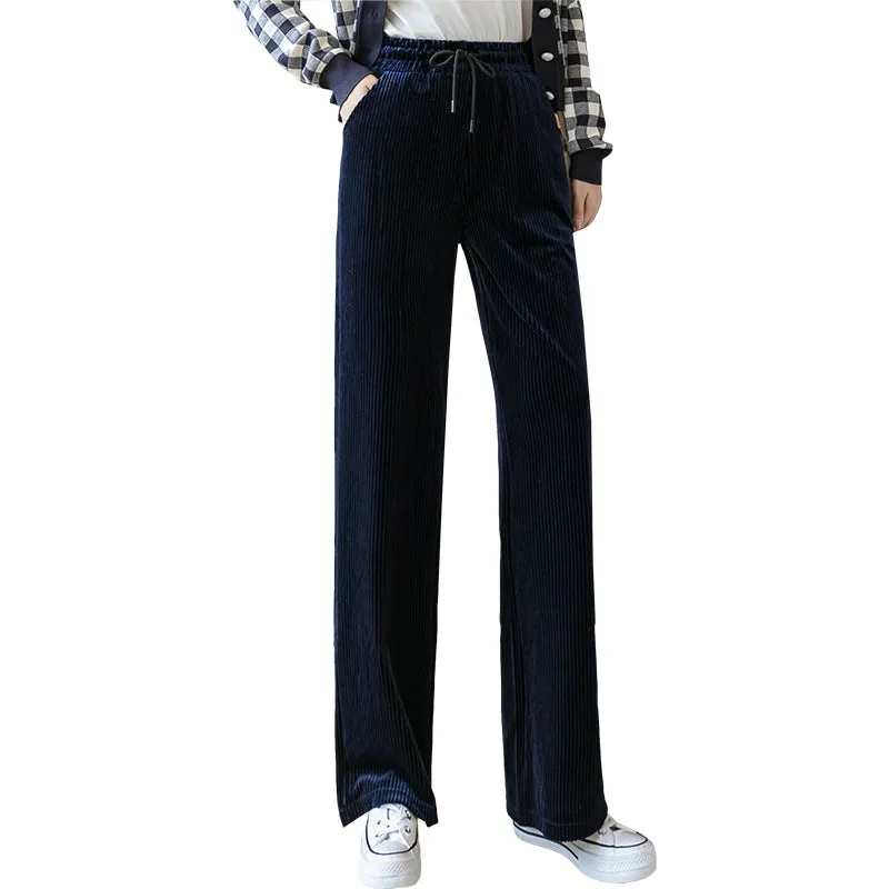 Wide Leg Korea Casual Women High Waist Loose Floor Length Straight Pants
