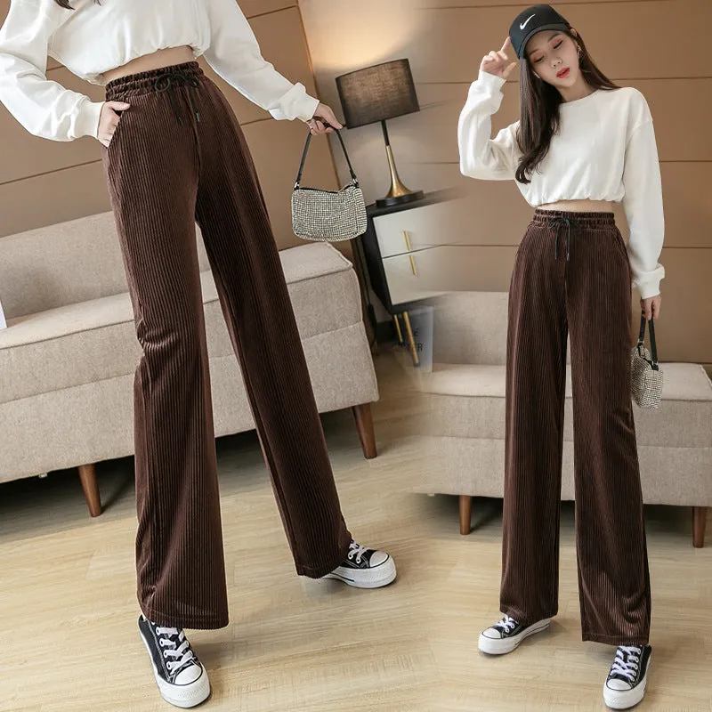 Wide Leg Korea Casual Women High Waist Loose Floor Length Straight Pants