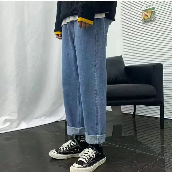 Y2K Vintage-Waschung Weite Jeans mit Trendigen Taschen